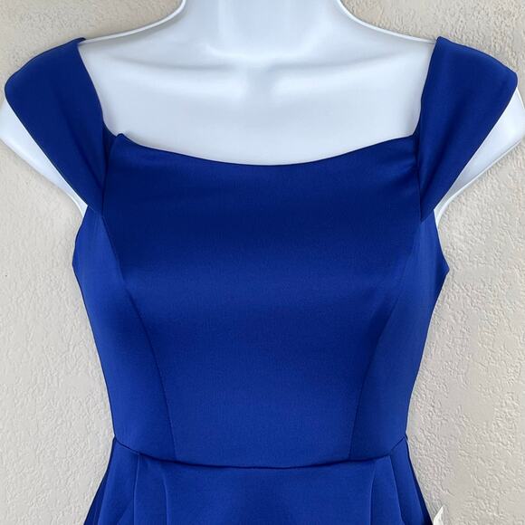 Teeze Me Royal Blue Off The Shoulder Pleated Fit & Flare Dress XS Junior 1 NWT - Picture 6 of 15